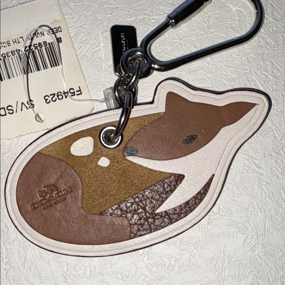 Coach Deer Novelty Calf Leather and Suede Bag Charm/Keychain NWT - Picture 1 of 5